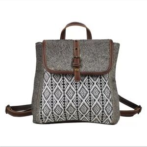 Myra Stella Backpack Bag Upcycled Canvas & Hair-On Cowhide Leather NWOT